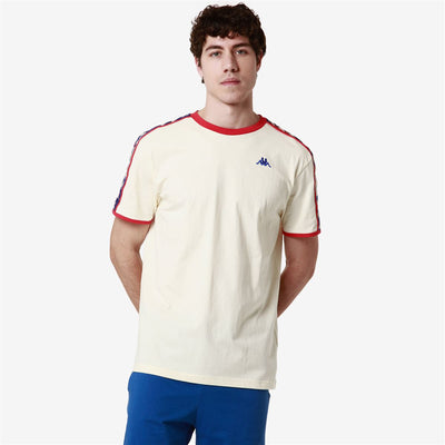 เสื้อยืด รุ่น 222 BANDA LILOGT - GRAPHIK TAPE White Antique-Blue Royal-Grey